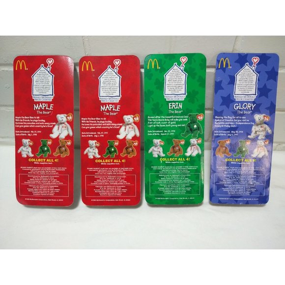 TY Beanie Babies McDonalds International Bears LOT of 4-ALL w/ Errors NEW *RARE* - Picture 2 of 15